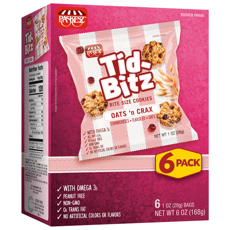 Paskez Tid-Bitz ack Oats n Crax 6 x 6 x 28 gr.